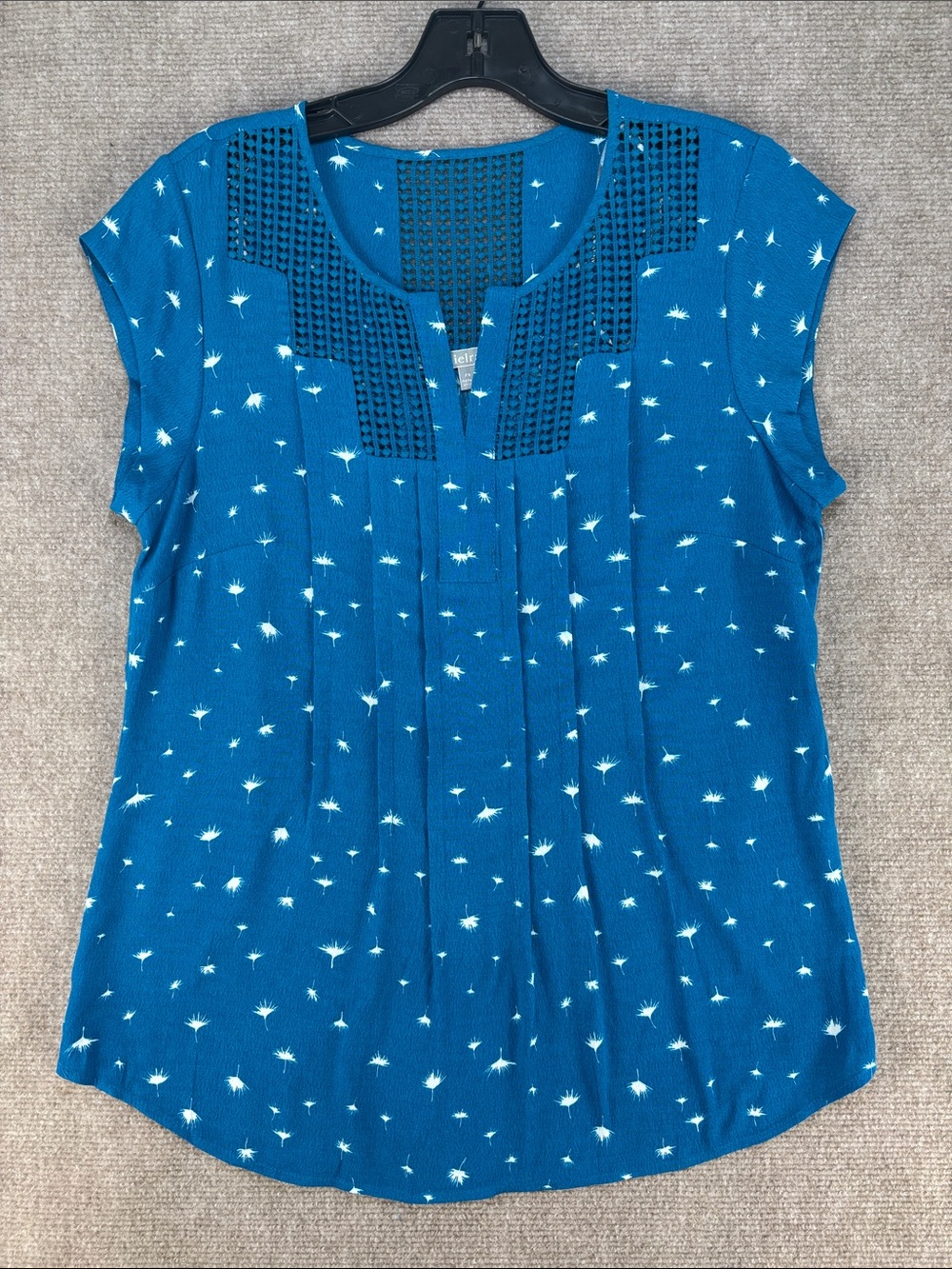 Daniel Rainn Women's Teal Blue Cap-Sleeve‎ Pintuck Pullover Blouse Size PS NWT